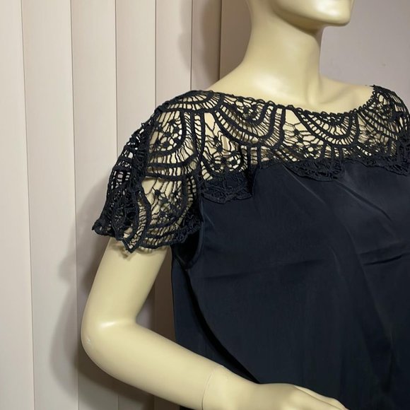 Women Small Sexy Lace Shoulder Little Black Sexy Mini Dress NWT - Picture 3 of 5